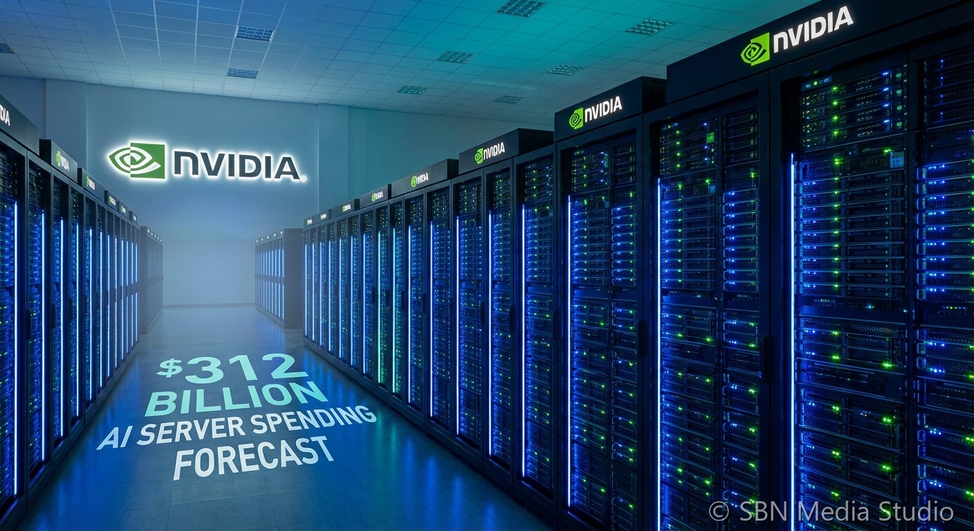 Data center infrastructure representing AI server spending growth