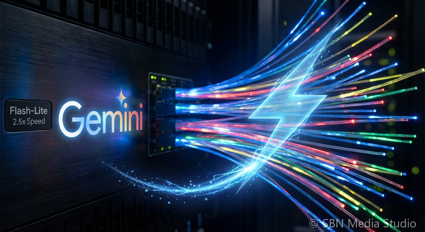 High-speed data streaming visualization representing Gemini Flash-Lite performance