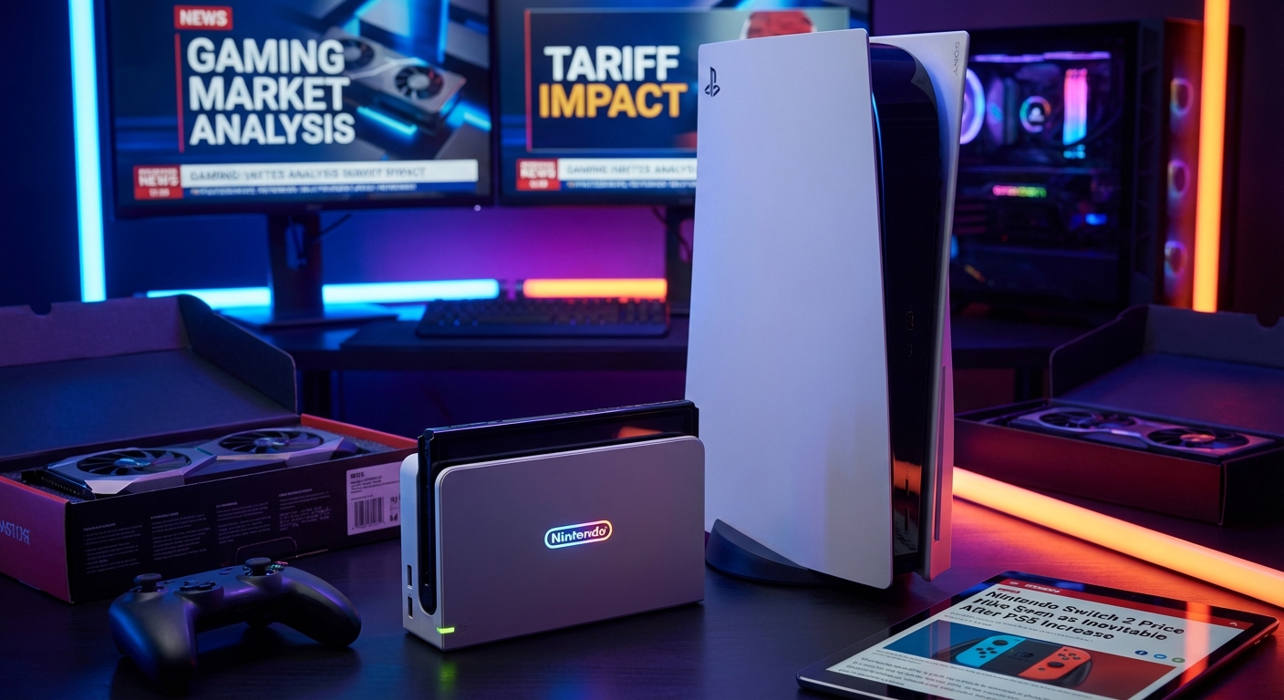 Nintendo Switch 2 console next to a price tag showing an upward arrow symbolizing the anticipated hardware price increase in 2026