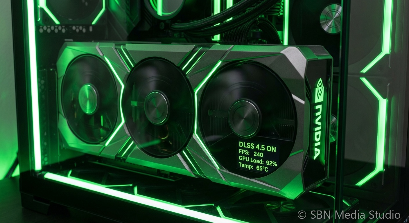 NVIDIA RTX GPU card representing DLSS 4.5 announcement