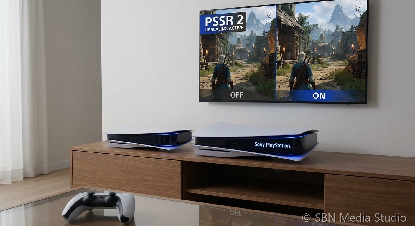 PlayStation 5 console in a modern entertainment setup