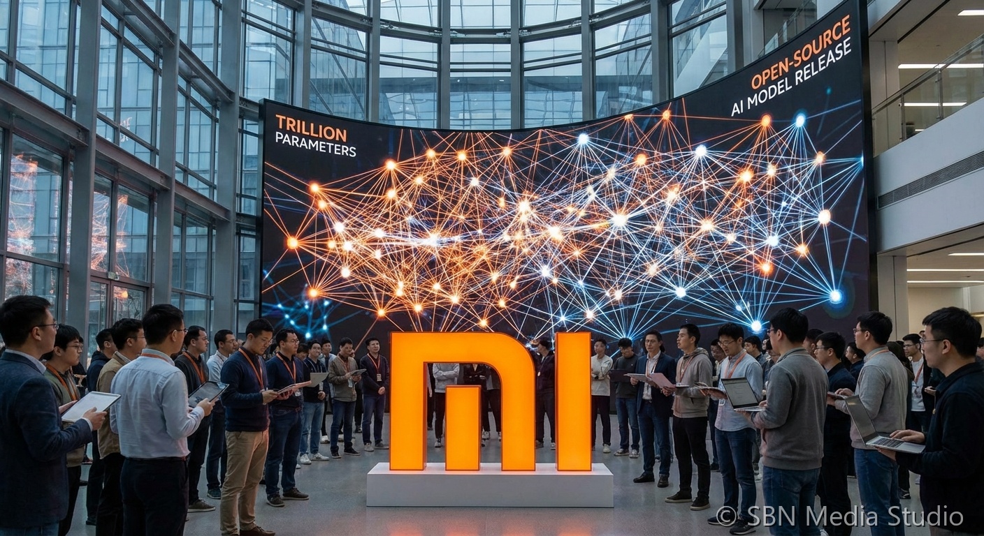 Open source code on screen representing Xiaomi's open-source AI model release